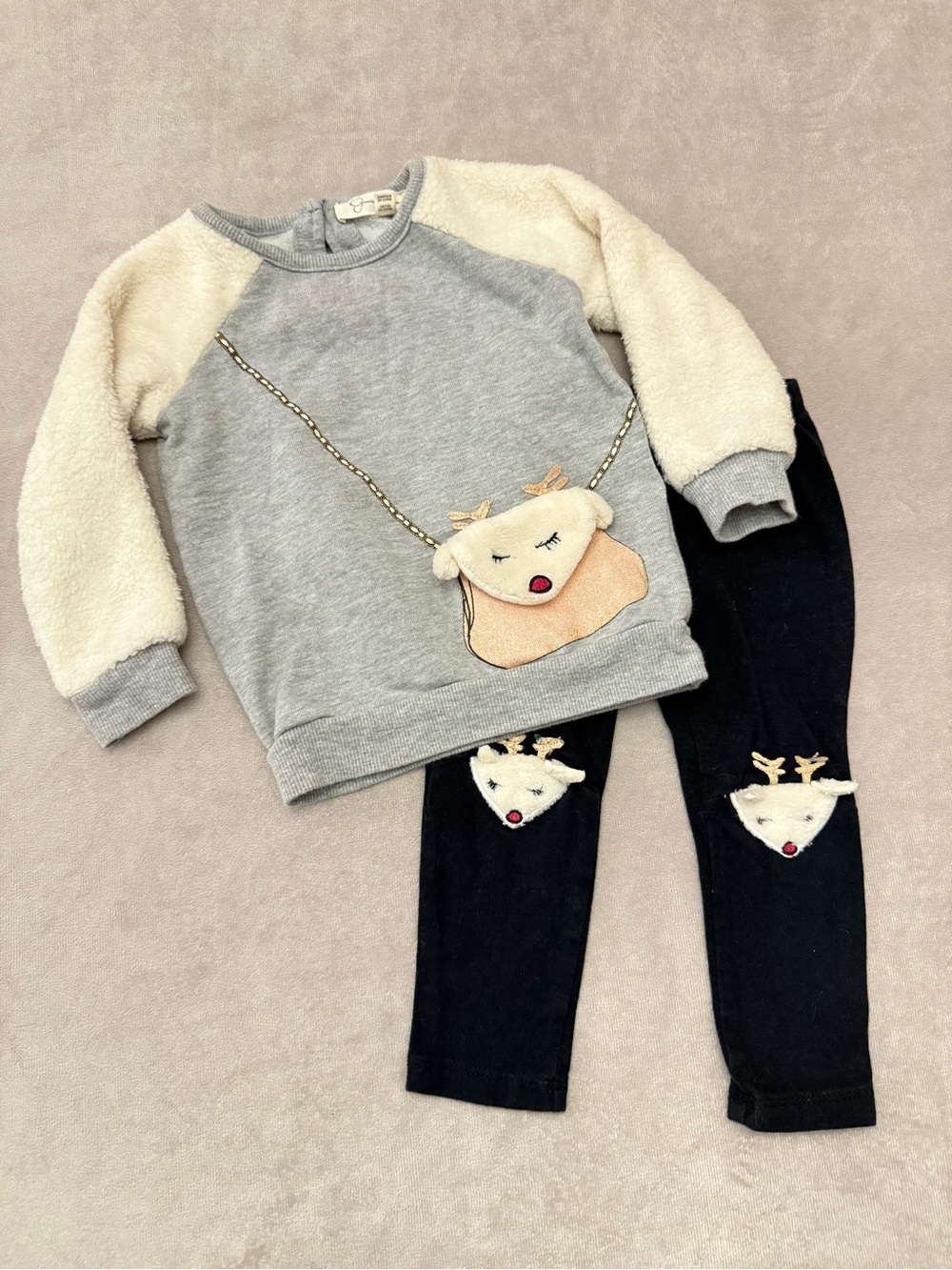 Jessica Simpson Baby Girls Reindeer Purse Sweatshirt & Leggings Set 18 Months